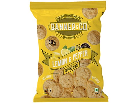 Banner & Co Lemon & Pepper Popped Chips, 40 g