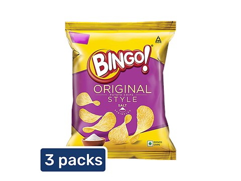 Bingo! Potato Chips Original Style - Salt Sprinkled, 3x21 g