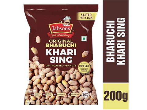 Jabsons Original Bharuchi Khari Sing/Dry Roasted Peanut With Skin, 200 g