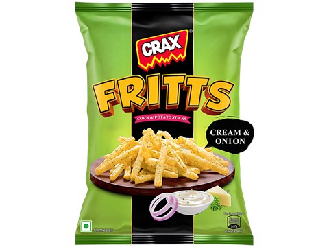 Crax Fritts Cream & Onion Corn & Potato Sticks, 78 g