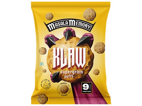Klaw Masala Memory Supergrain Puffs - Baked Not Fried, Made With Olive Oil, 50 g