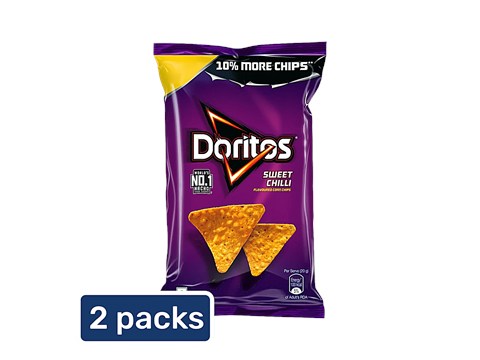 Doritos Nachos Sweet Chilli Crunchy, Nachos Chips, Snacks, Party Pack, 2x75 g