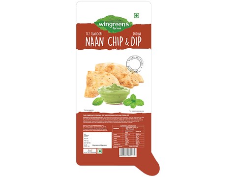 Wingreens Farms Tez TandooriNaanChip & Pudina Dip, 70 g