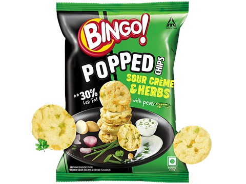 Bingo! Sour Creme & Herbs Popped Chips, 48 g