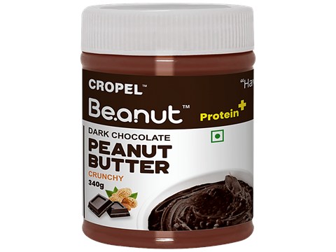 Beanut Dark Chocolate Peanut Butter - Crunchy, Rich In Protein & Fibre, No Trans Fat, 340 g