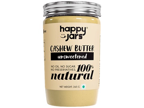Happy Jars Cashew Butter - Unsweetened, Natural, 265 g