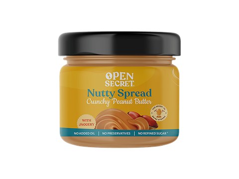 Open Secret Nutty Spread Crunchy Peanut Butter - With Jaggery. No Added Oil, 295 g