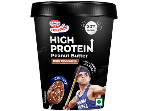 Dr.Oetker FunFoods Dark Chocolate High Protein Peanut Butter - Crunchy, 500 g