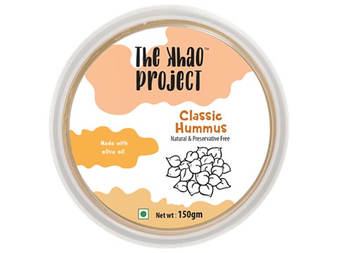 The Khao Project Classic Hummus Dip & Spread - Natural & Preservative Free, Made With Olive Oil, 150 g