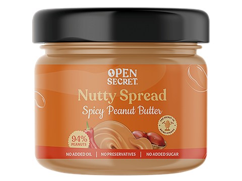 Open Secret Nutty Spread Spicy Peanut Butter - With No Added Sugar, 305 g