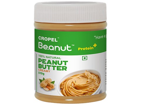 Beanut Natural Peanut Butter - Creamy, Rich In Protein & Fibre, No Trans Fat, 510 g
