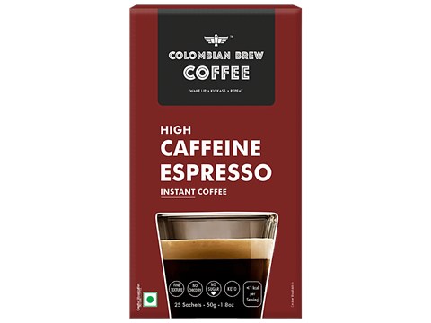 Colombian Brew Coffee High Caffeine Espresso Instant Coffee Powder - Strong, 50 g