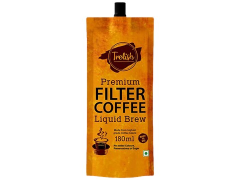 Trelish Filter Coffee Liquid Brew - Ready To Use Concoction, From Highest Grade Beans, No Sugar, Preservatives, Makes A Perfect Cup, 180 ml