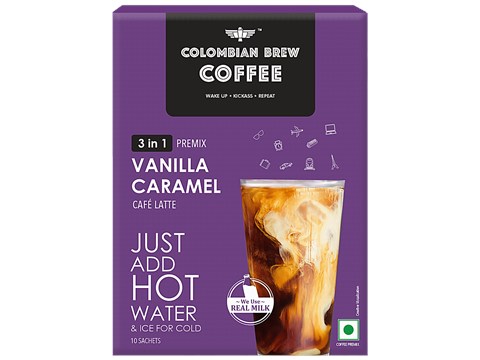 Colombian Brew Coffee 3 In 1 Vanilla Caramel Cafe Latte - Coffee Premix, 200 g