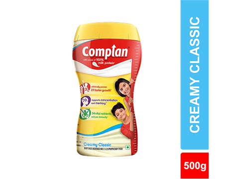 Complan Nutrition Drink Powder - For Kids, Creamy Classic Flavour, 500 g