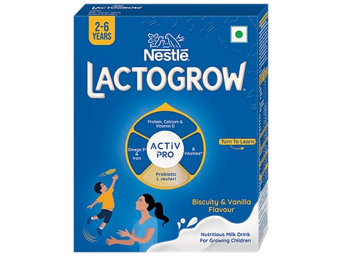 Nestle Lactogrow Biscuity & Vanilla Flavour Nutritious Powder For 2-6 Years, 400 g