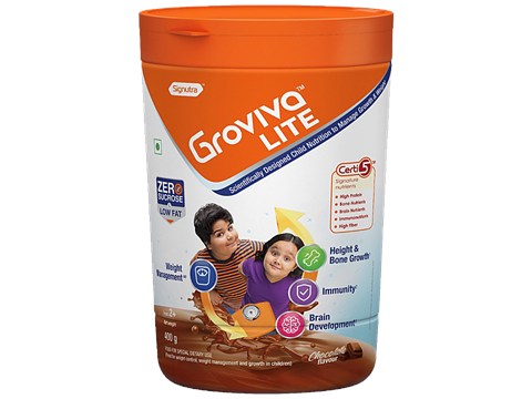 Groviva Lite Scientifically Designed Child Nutrition To Manage Growth & Weight-Chocolate, 400 g