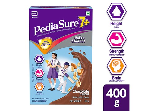 Pediasure 7+ Chocolate Flavour Nutrition Drink Powder With Oats & Almond For Children, 400 g