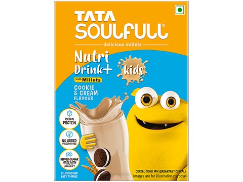 Tata Soulfull Nutri Drink+ For Kids - With Millets, Cookie & Cream Flavour, 200 g