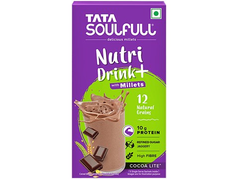 Tata Soulfull Nutri Drink+ - With Millets, Cocoa Lite Flavour, 175 g
