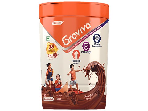 Groviva Wholesome Child Nutrition For Growth & Development - Chocolate, High Protein With DHA, 400 g