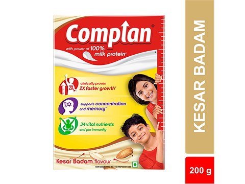 Complan Nutrition Drink Powder - For kids, Kesar Badam Flavour, 200 g