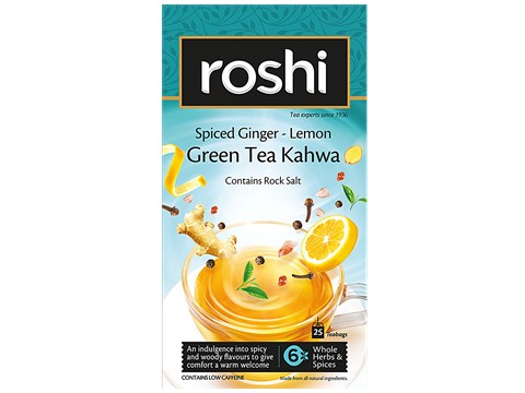 Roshi Green Tea - Kahwa With Ginger & Lemon, For Detoxification, 57.5 g