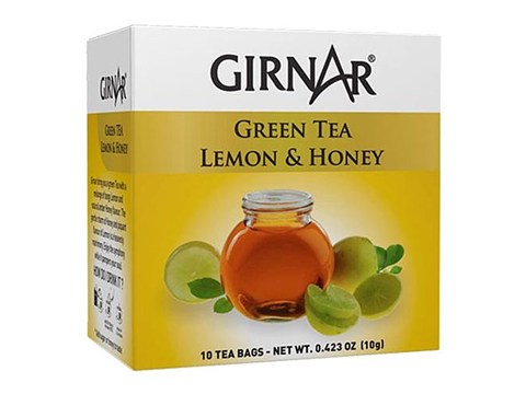 Girnar Green Tea Bags - Lemon & Honey, 10 pcs
