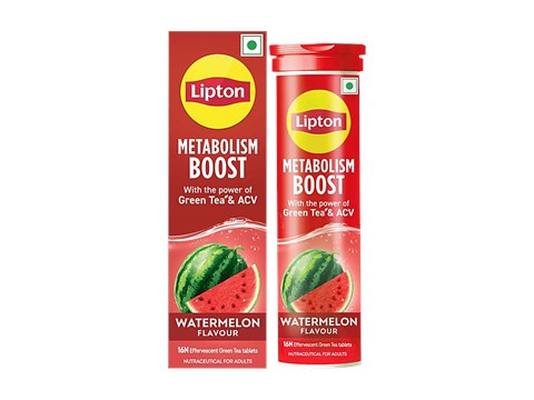 Lipton Metabolism Boost Effervescent Green Tea Tablets - Watermelon Flavour, 16 pcs