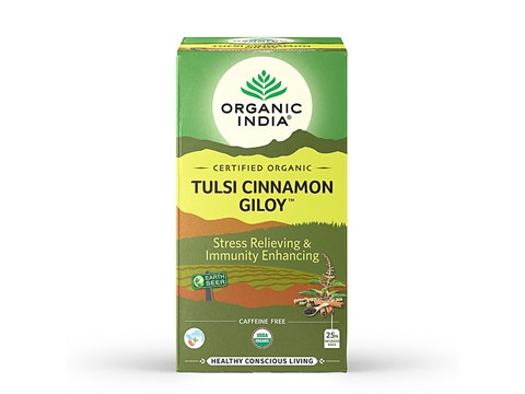 Organic India Tulsi Cinnamon Giloy Tea - Stress Relieving & Immunity Enhancing, 80 g