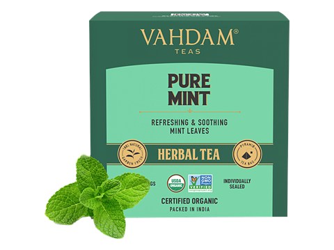 Vahdam Organic Pure Mint Tea Bags - Refreshing Spearmint & Peppermint Tea Blend, 30 g