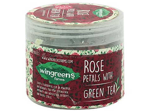 Wingreens Farms Green Tea - With Rose Petals, 55 g