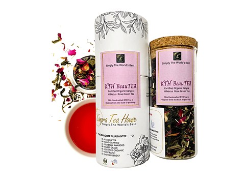 Kangra Tea House BeauTEA Certified Organic Hibiscus Rose Green Tea - Hand Crafted & Finest Grade, 100 g