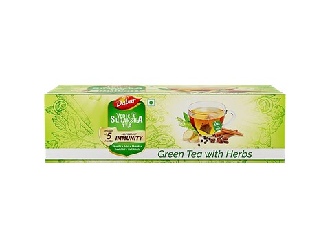 Dabur Vedic Suraksha Green Tea - Immunity Booster, With The Goodness Of 5 Ayurvedic Herbs, 150 g