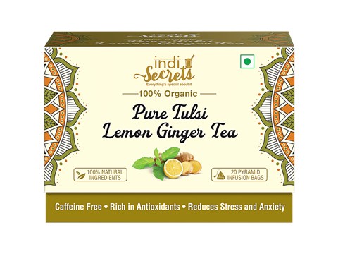 indiSecrets Pure Tulsi Lemon Ginger Tea, 96 g