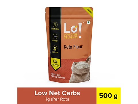 LO! Keto Flour- No Soya, High Fibre & Protein, Lab Tested Low Carb Atta, 500 g