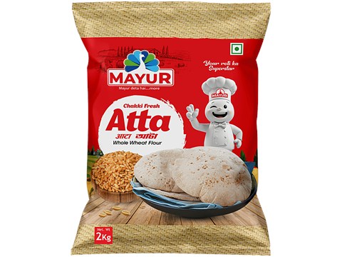 Mayur Whole Wheat/Chakki Fresh Atta - Rich In Protein & Fibre, No Preservatives, 2 kg