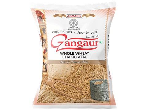 Gangaur Whole Wheat Chakki Atta - Fibre Rich, 5 kg
