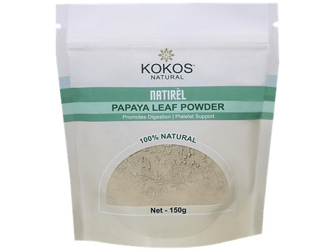 Kokos Natural Papaya Leaf Powder - Improves Platelet Count, Helps Skin, Hair & Digestion, 150 g