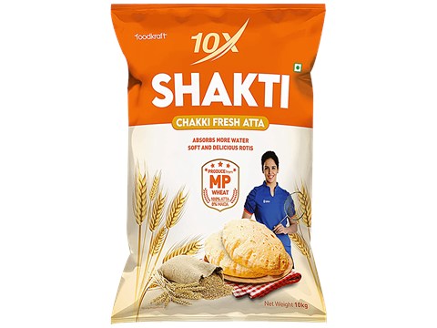 10X Shakti Chakki Fresh Atta - Wholesome, 10 kg